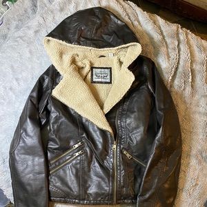 Levi’s Women’s Faux Leather Hooded Jacket | XS
